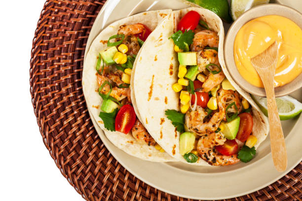 istock Shrimp Tacos with Corn and Avocado Salsa 806495208