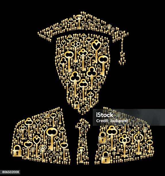 Graduation Face Vector Graduation Face Antique Gold Keys Pattern Vector Graphic Stock ...