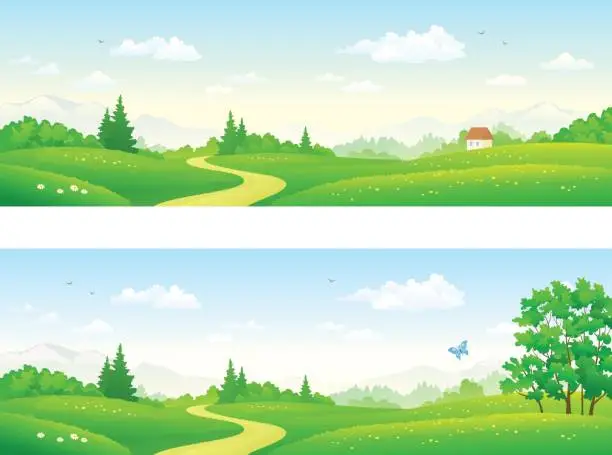 Vector illustration of Summer path banners