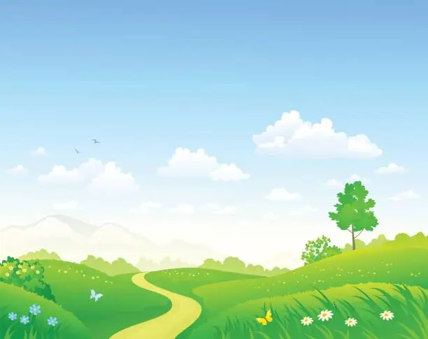 Vector illustration of Summer green landscape