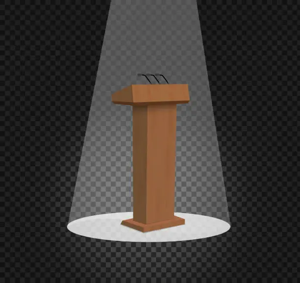 Vector illustration of Vector Podium Tribune Rostrum Stand with Microphones