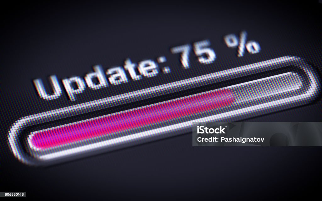 Process of Updating Computer Software Stock Photo