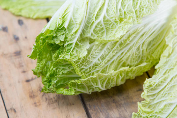 istock Close up Chinese cabbage on wooden table. 806616864