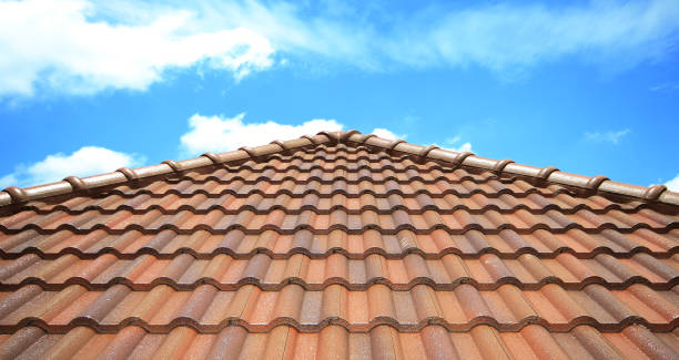 istock Brown brick roof , blue sky background. 806619410