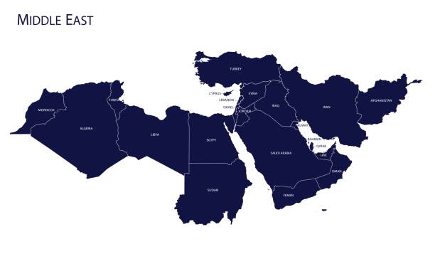 ilustrações de stock, clip art, desenhos animados e ícones de map of middle east. - oriente médio