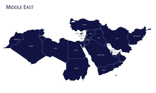 карта ближнего востока. - tunisia stock illustrations