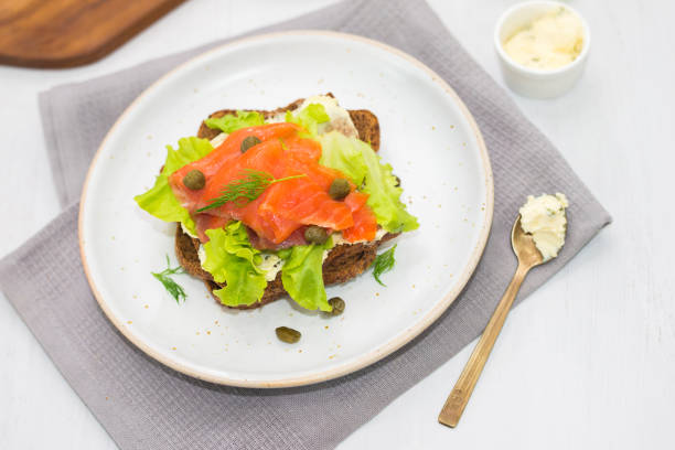 istock Sandwich smoked salmon toast 806626776