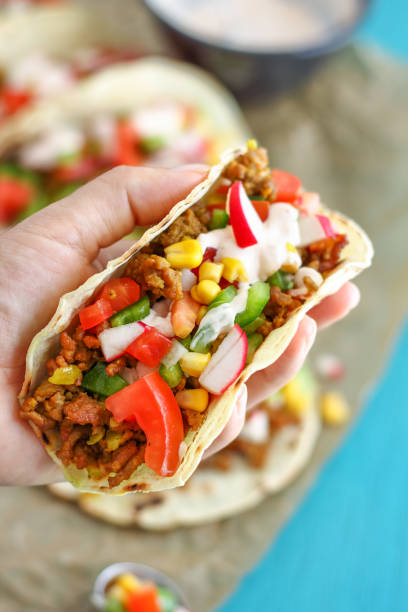 istock Colorful Beef Tacos with Salsa 806636948