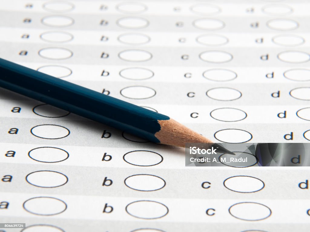 Test list with pencil Test List With Pencil Educational Exam Stock Photo