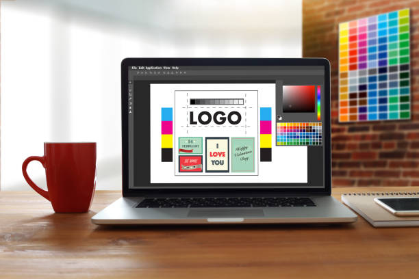 istock Creative Designer Graphic at work. Color swatch samples, Illustrator Graphic designer working digital tablet and computer 806664990
