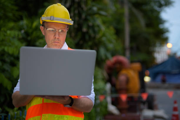 istock Portrait of mature man construction worker at the construction site 806667440