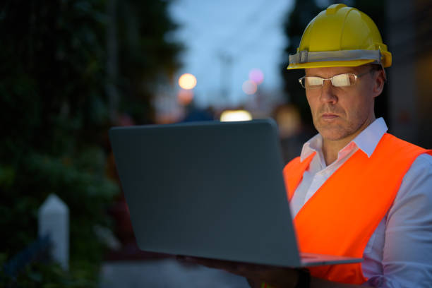 istock Portrait of mature man construction worker at the construction site 806667456