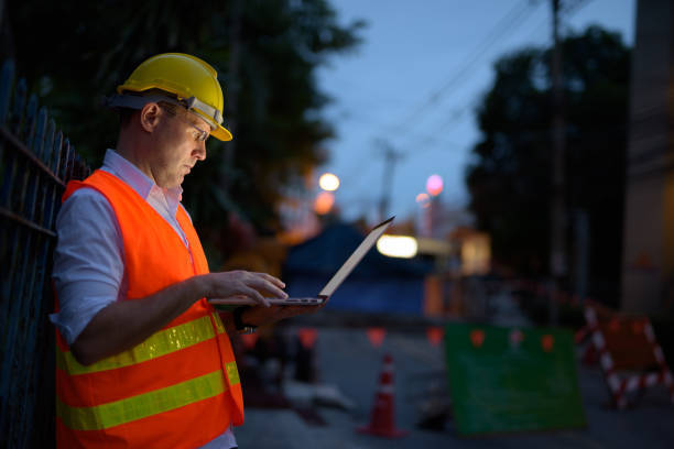 istock Portrait of mature man construction worker at the construction site 806667512