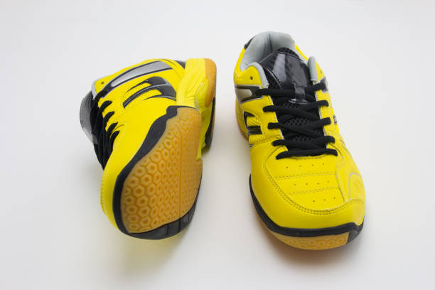 yellow sport shoes