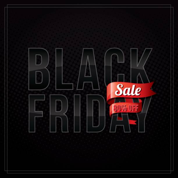 istock Black Friday sale inscription design template. Black Friday with red ribbon banner. Vector illustration 806668008