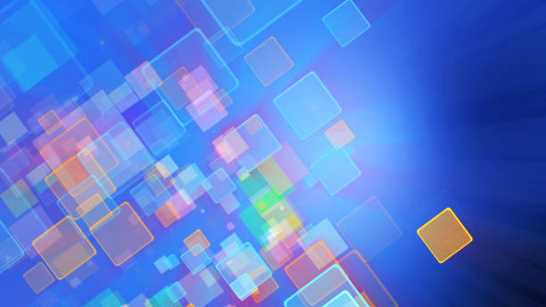 istock Cool blue color motion background with animated squares. Light ray effect 806689040