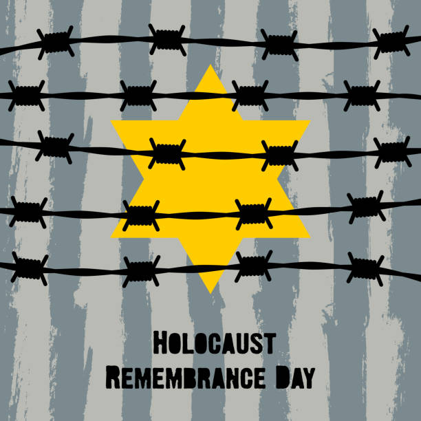 Holocaust Remembrance Day. January 27. Holocaust Remembrance Day. Concentration Camps. Yellow Star of David. This David's Star was used in Ghetto and Concentration Camps. Vector illustration Holocaust Remembrance Day. January 27. Holocaust Remembrance Day. Concentration Camps. Yellow Star of David. This David's Star was used in Ghetto and Concentration Camps. Vector illustration holocaust stock illustrations