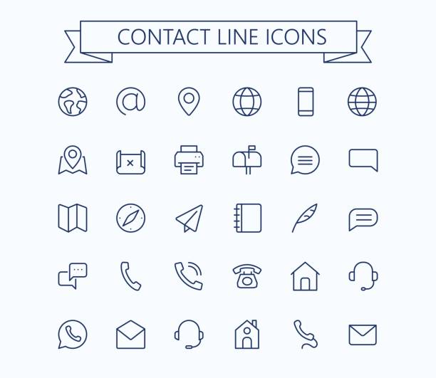 kontaktieren sie linie mini-icons. 24 x 24 raster. pixel perfect. - dacian stock-grafiken, -clipart, -cartoons und -symbole