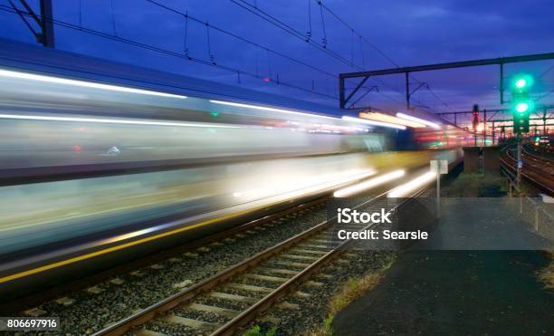 Blurred Train Moving At High Speed Stock Photo - Download Image Now - Railway Signal, Train - Vehicle, Australia