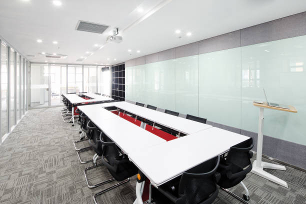 istock interior of modern meeting room with elegant table 806698054