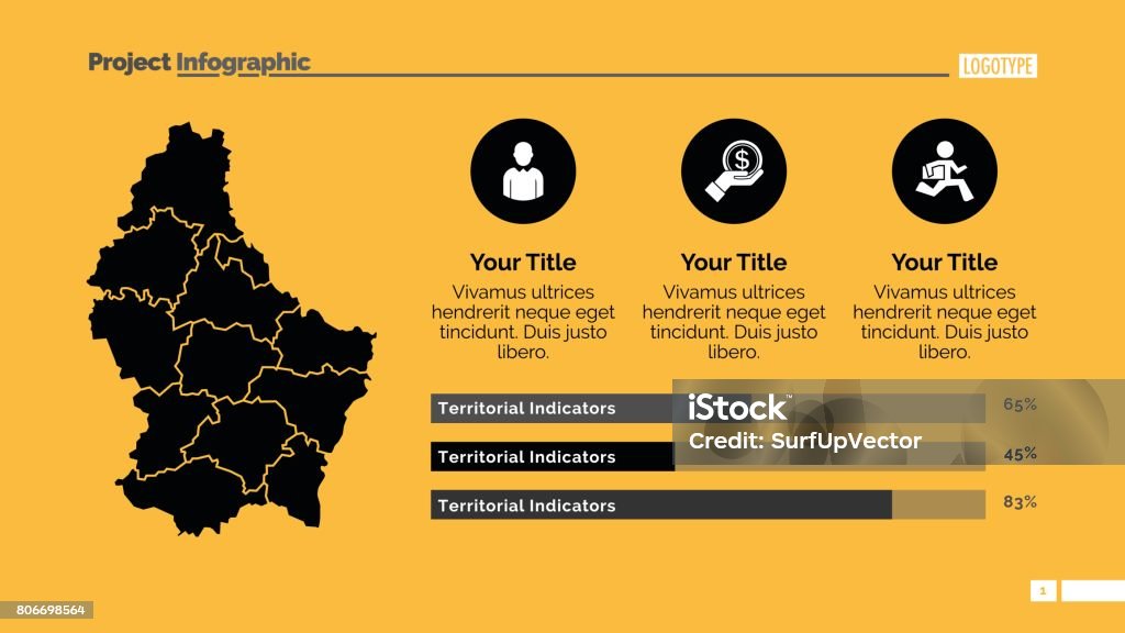 Luxembourg map slide template Luxembourg map slide template. Presentation, bar chart. Concept for infographic, business templates, report. Can be used for topics like business, analysis, geography Administrator stock vector