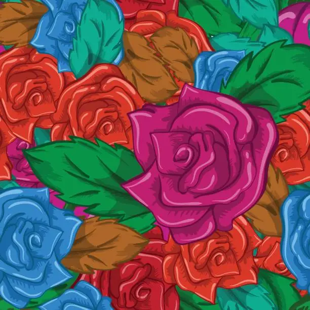 Vector illustration of Seamless background of flowers roses бесшовный фон из цветов роз
