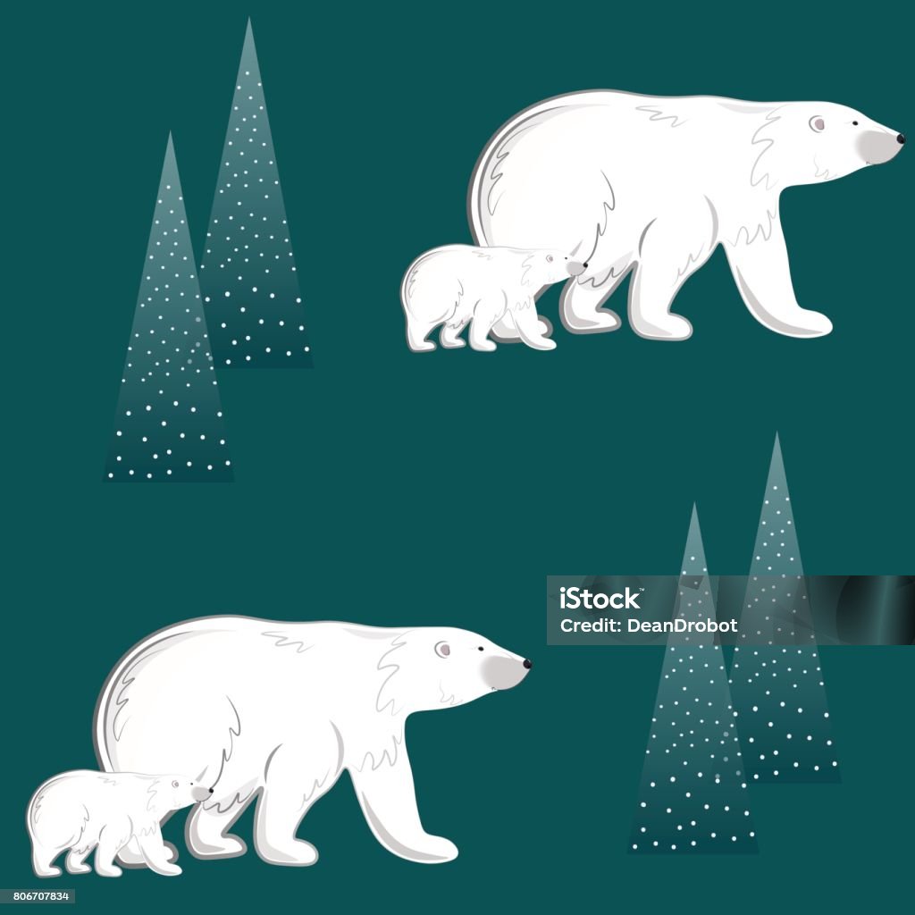 Gấu Trắng Cực Với Hoa Văn Cây Thông Hình Minh Họa Vector Hình minh ...