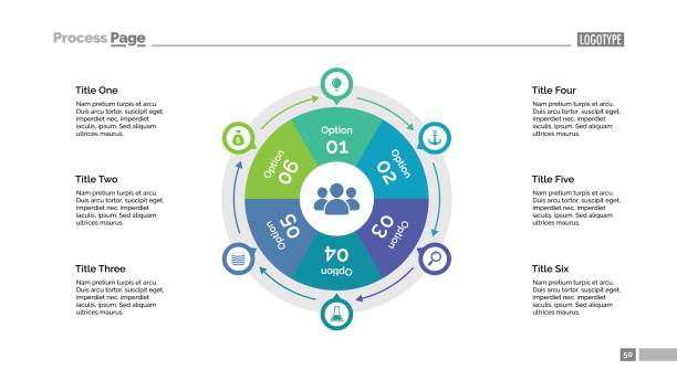 sechs optionen zyklus diavorlage - pedalantrieb stock-grafiken, -clipart, -cartoons und -symbole