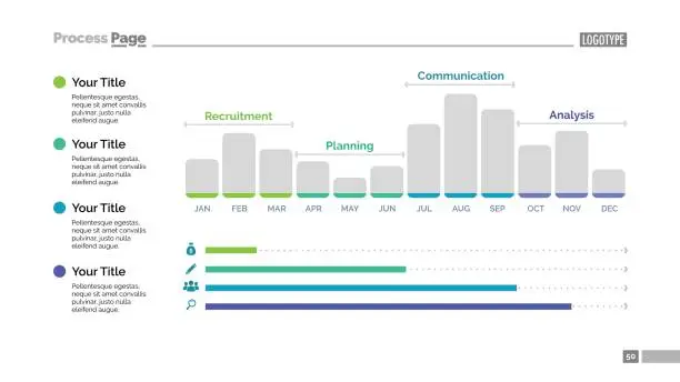 Vector illustration of Twelve Month Bar Chart Slide Template