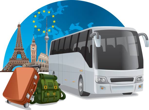 illustrazioni stock, clip art, cartoni animati e icone di tendenza di tour in autobus in europa - autobus italy