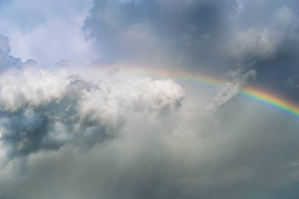 istock Rainy cloud with rainbow sky on rainy day 806714054
