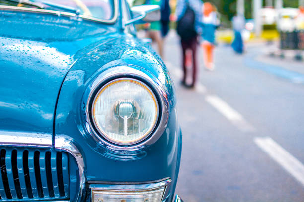 istock Headlight lamp vintage classic car 806714662