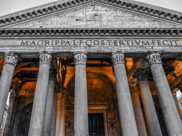 istock Black and color front view of Rome Pantheon 806716894