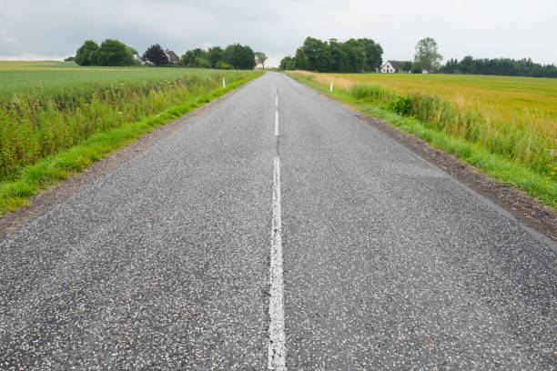 Straight road through colorful landscape