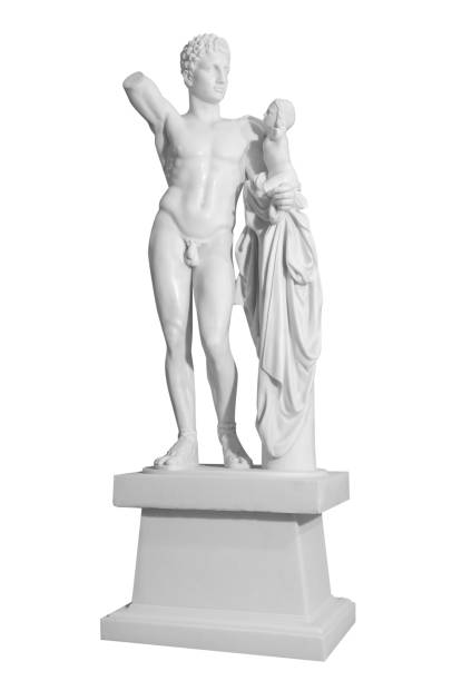 statua classica in marmo bianco isolata su sfondo bianco - caesar emperor rome stone foto e immagini stock