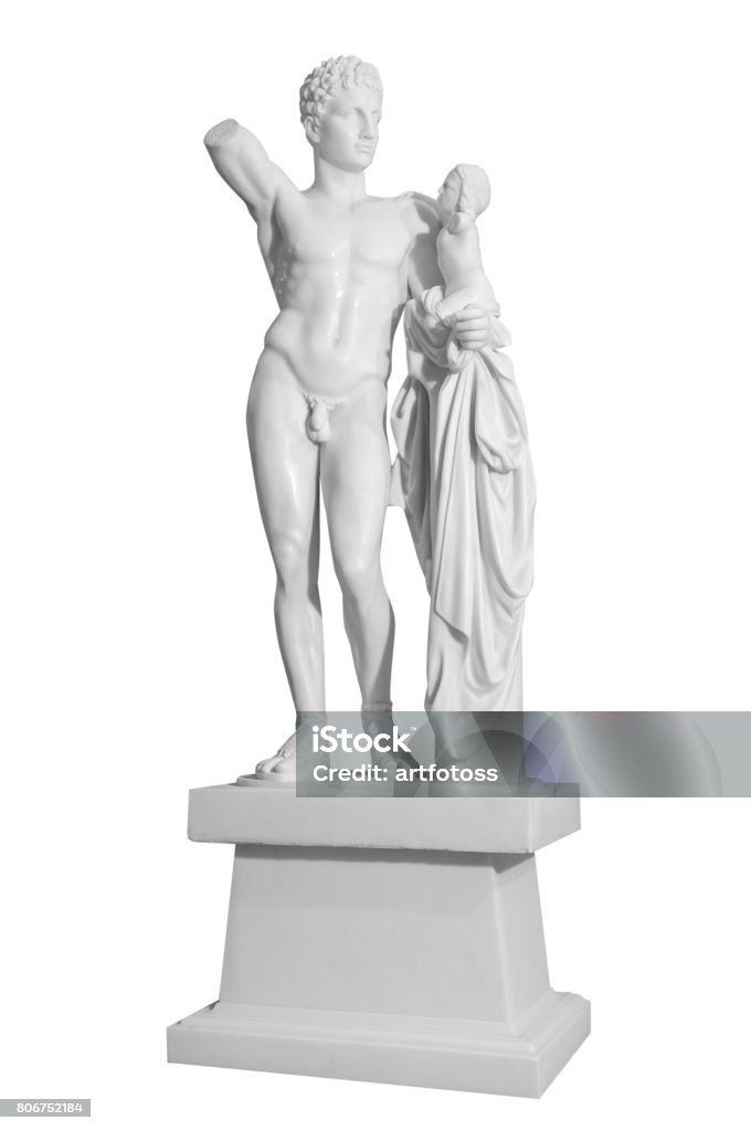 White marble classic statue isolated on white background Statue Stock Photo