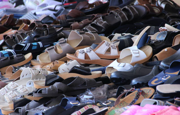 istock Pile of summer shoes 806760992
