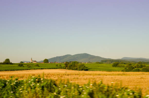 rural scene of town in France