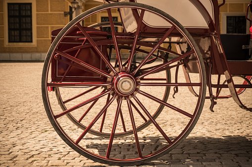 The carriage was captured nearby Castle Schönbrunn, Vienna.