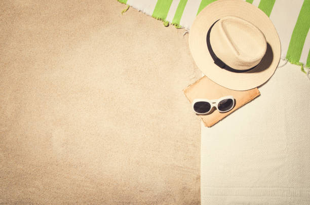 istock Top view of sandy beach frame. Vintage effect background 806770872
