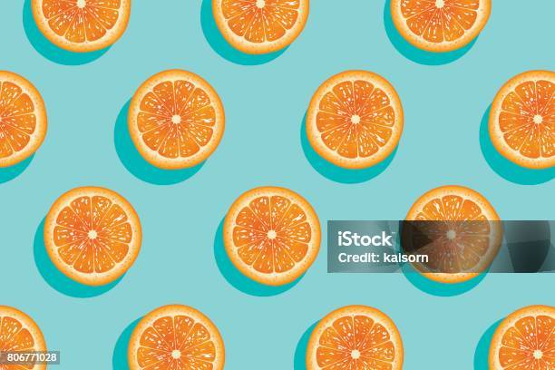 Slices Of Fresh Orange Summer Background Stock Illustration - Download Image Now - Orange - Fruit, Fruit, Backgrounds