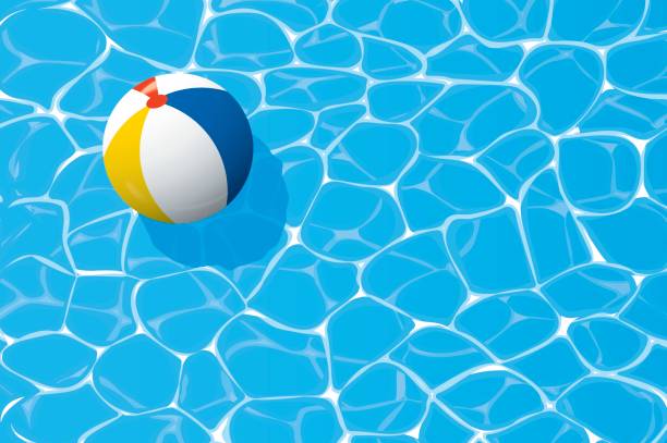 beach-ball in einen blauen pool schweben. sommer hintergrund. - beach ball toy inflatable red stock-grafiken, -clipart, -cartoons und -symbole