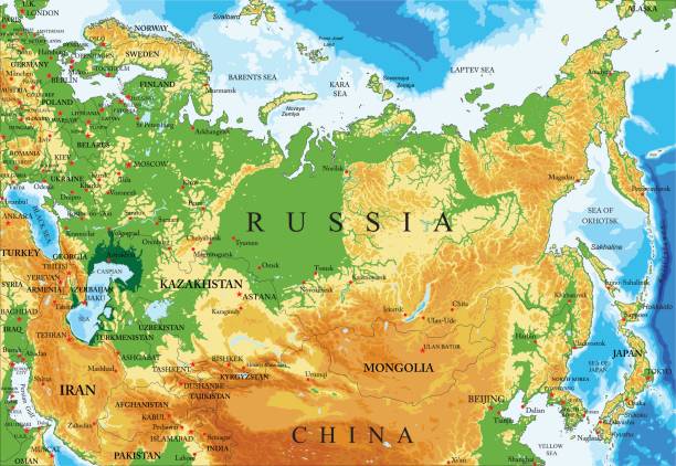 Russia Relief Map Stock Illustration Download Image Now Map Former Russia Relief Map 