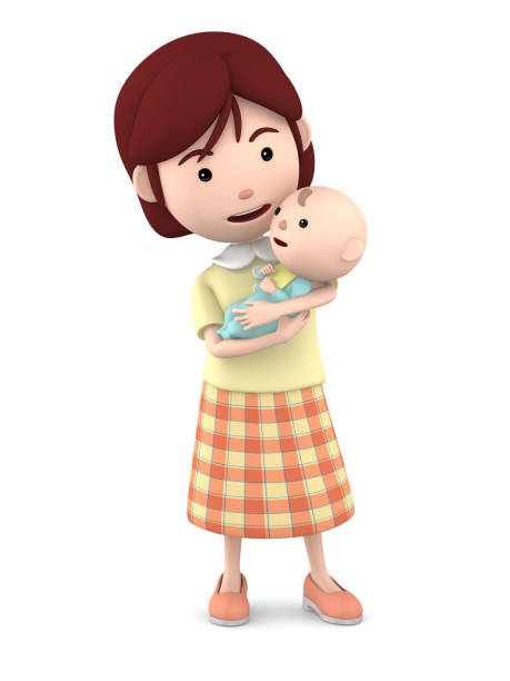 istock Mother character holds baby with love, 806794266