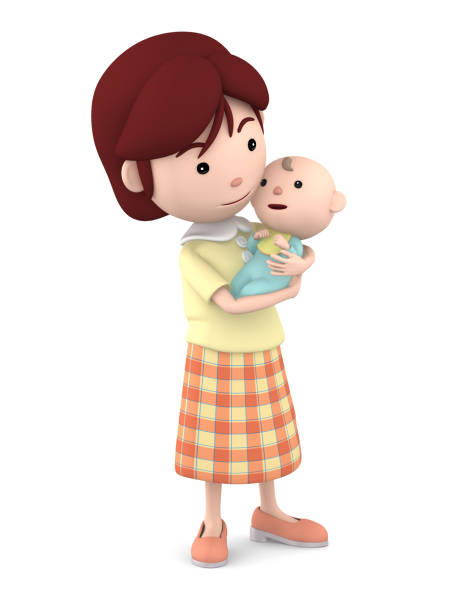 istock Mother character holds baby with love, 806796612