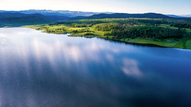 Morning Over Steamboat Lake Morning Over Steamboat Lake - Scenic mountain landscape views. Clark, Colorado steamboat springs photos stock pictures, royalty-free photos & images