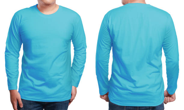 istock Blue Long Sleeved Shirt Design Template 806808470