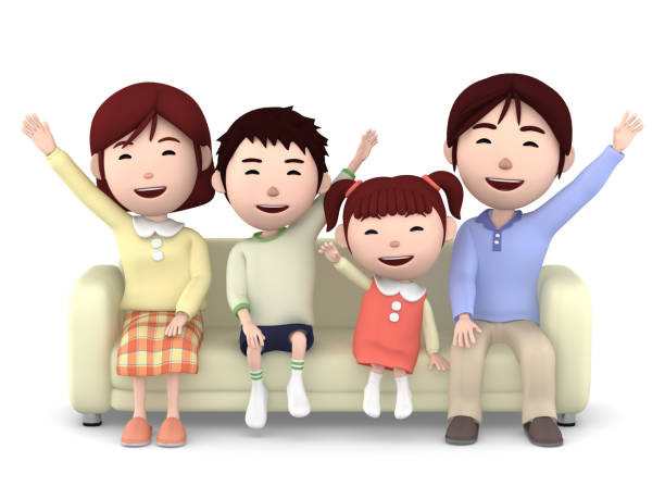 istock Mother, father and son and daughter, sitting on the sofa. 806817066