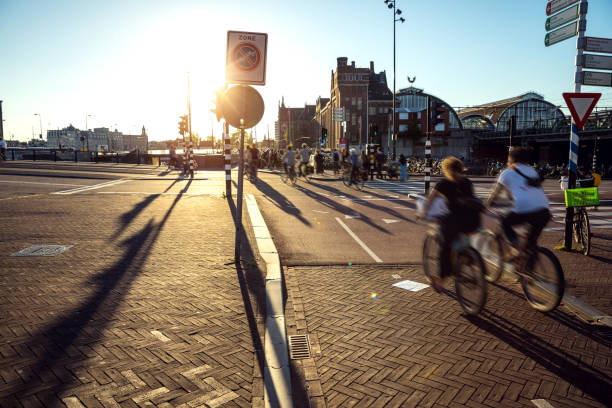 istock Crowded city street cyclists and pedestrians 806821918