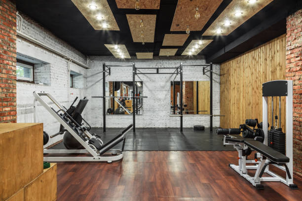 istock Interior view of a gym with equipment. 806829520